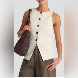 Madewell Crewneck Cutaway Drapey Twill Vest